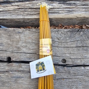 Pack of 3 Brown Beeswax 33 Candles Blessed And Lited In the Basilica of the Annunciation Church Nazareth the Holy Land