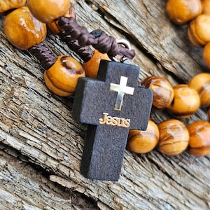 Olive wood rosary handmade from jerusalem Can be worn