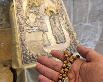 Blessed at Miriam&#39;s well the Church of St. Gabriel in Nazareth the Holy land Rosary 10 MM Wood Beads