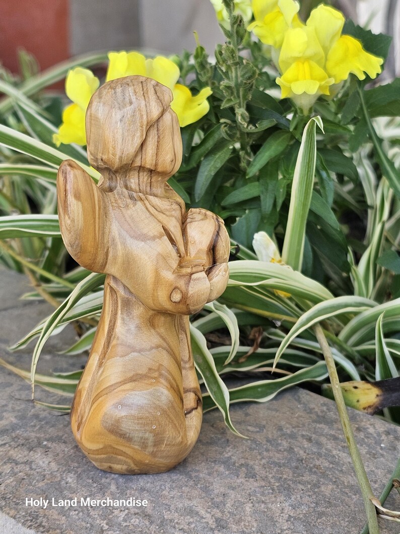 Hand-carved Olive Wood Angel – Praying Figurine From the Holy Land ...