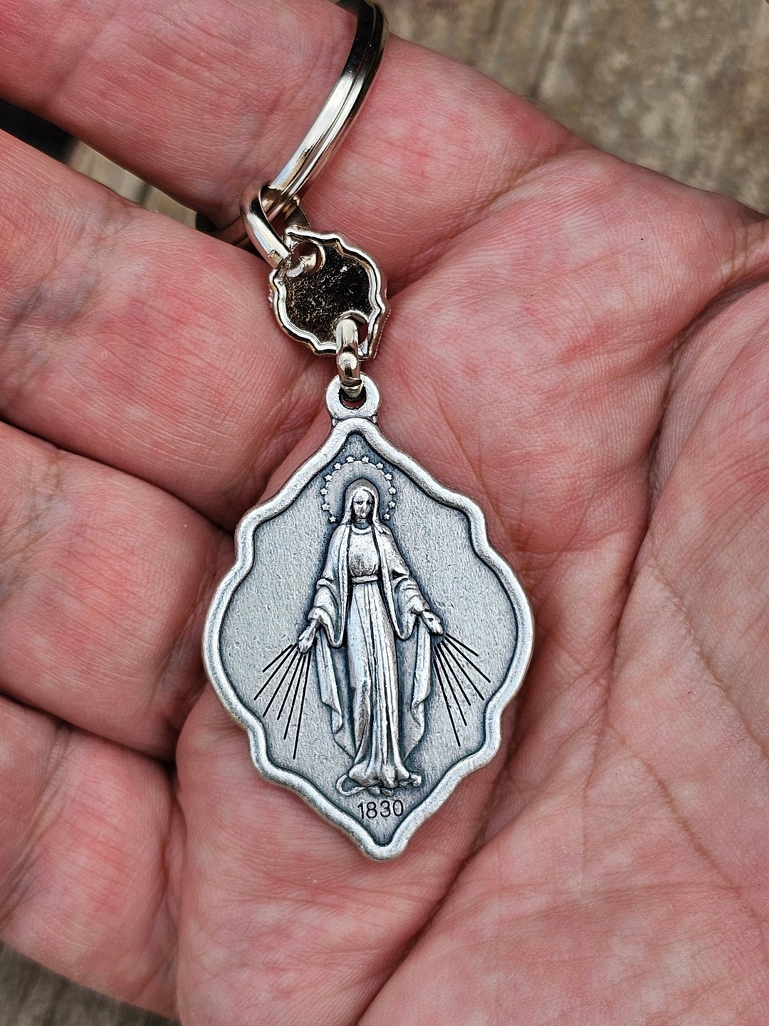 Our Lady of the Miraculous Medal Keychain Made in the Holy Land - Etsy