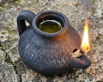 大型セラミック製テーブルオイルランプ | 8炎古代ギリシャオイルランプ