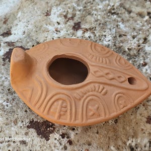 Hand made Clay oil lamp from Jerusalem the Holy Land