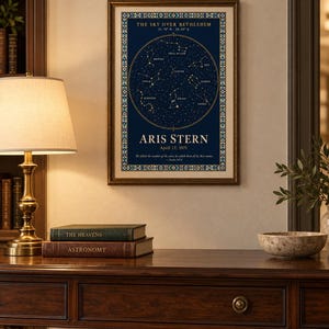 Mapa estelar personalizado de Belén, cielo nocturno personalizado por fecha, impresión celestial cristiana del Salmo 147, archivo digital de 24x36 pulgadas.