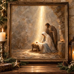 Utskrivbar julkrubba, Heliga familjens julkonst, Jesu födelse, krubbascen, minimalistisk julkrubba