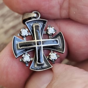 Vintage Handmade Jerusalem  cross 925 Sterling Silver Pendant Cross Only 1 item for sale