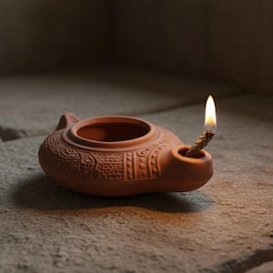 Ceramic Oil Lamp | Clay Oil Lamp | Holy Land Oil Lamp | Home Decor | Lighting | Museum Replica | Handmade Ceramics | Religious Decor