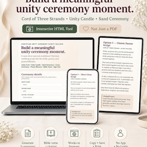 Christian Unity Ceremony Script Builder, Wedding Officiant Script, Cord of Three Strands, Unity Candle Sand Ceremony Wording