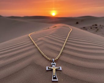 Men’s Stainless-Steel Crucifix Necklace Gift • Crucifix Cross Necklace · Christian Jewelry Gift for Him & Her