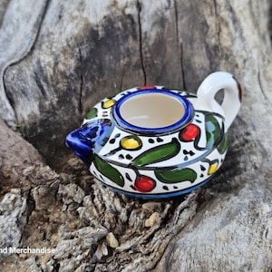 Hand made Ceramic oil lamp from Jerusalem the Holy Land