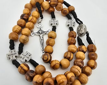 Engrave on the beads - Olive Wood rosary Made and blessed in the Holy Land - 8mm beads Handmade