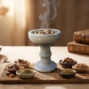 Incensário de barro feito à mão, adequado para resina, varetas, cones, carvão e palo santo – ideal para meditação e para um ambiente doméstico elegante.