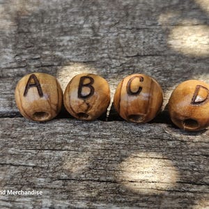Personalized Olive Wood Beads: Custom Engraved Jerusalem Beads, 10mm (25 Pack)