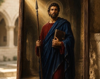 Saint Thomas the Apostle Catholic Wall Art, Oil Painting Printable, Doubting Thomas Digital Download