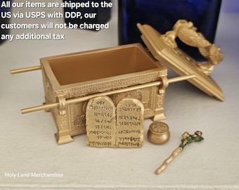 Precio especial - Preciosa caja de baratijas Arca de la Alianza dorada
