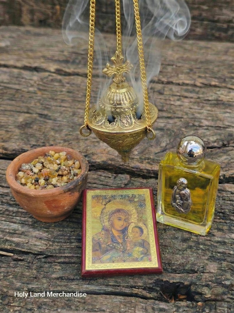 Deluxe Orthodox Hanging Censer Set – Cast Brass Incense Burner ...