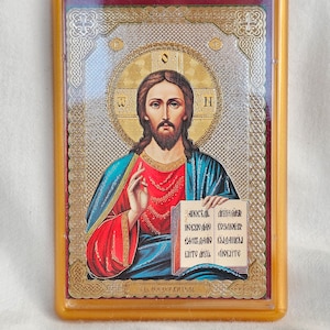 10x7cm Mini wood icon With a magnet on the back, Greek icon, Russian icon, pocket icon, unique icon, icon gift