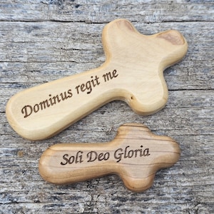 Personalized Olive Wood Comfort Cross Set: Handmade in Jerusalem