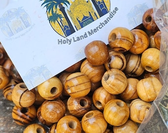 12mm Natural Olive Wood Beads, Round Wooden Bead Spacers, Handmade Bethlehem Olivewood, Prayer & Rosary Beads, 100pcs
