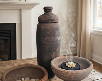 Bijbelse kleipot in Qumran-stijl met kom met dubbele wierookbrander