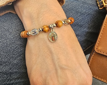 Bracelet with icons from Jerusalem handmade olive wood