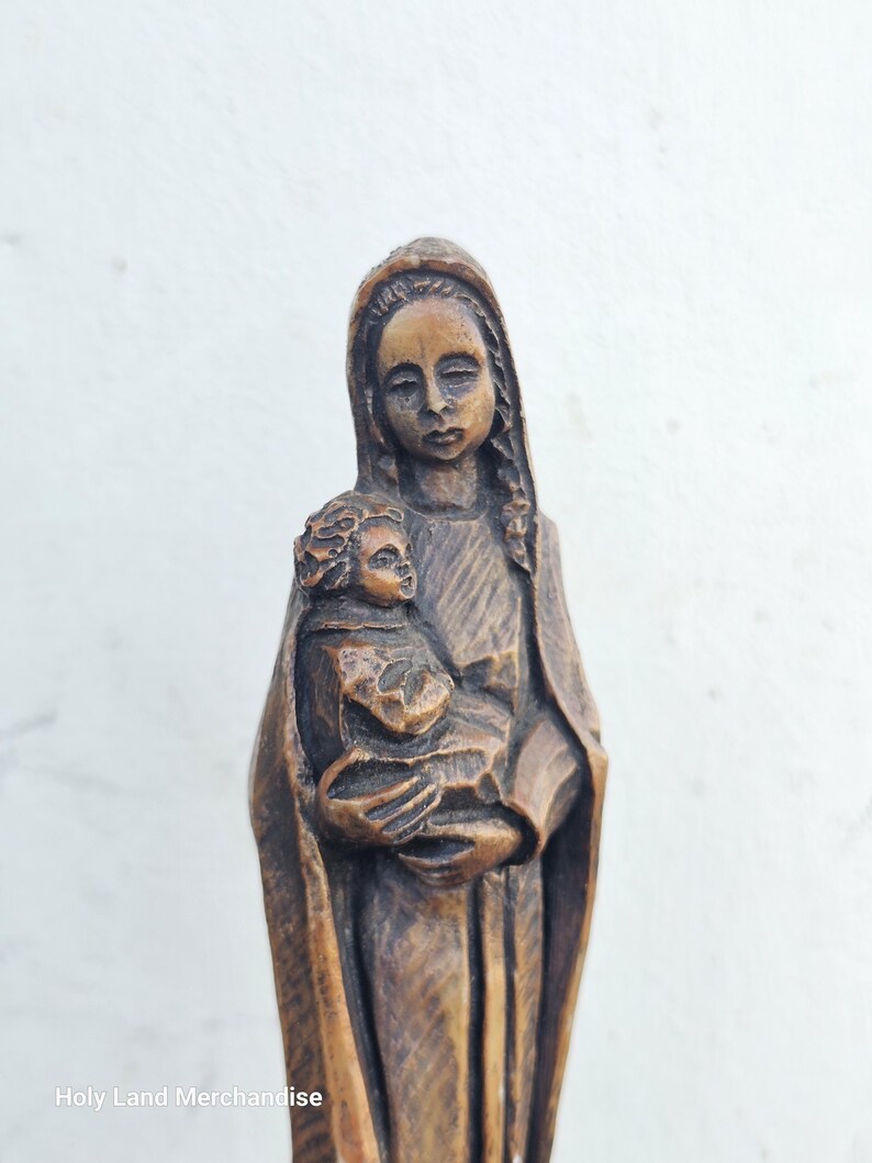 European Vintage 19cm Madonna & Child Statue - Cast Plaster - Signed - Etsy