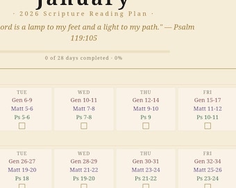 2026 Bible Reading Plan Printable — Old Testament, New Testament & Psalms Daily | Christian Scripture Tracker