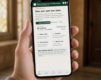 Catholic Confession Guide HTML App for Adults Returning After Years, Interactive Examination of Conscience