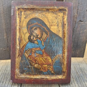 Antique Greek Icon Hand-Painted