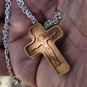 Handcrafted Cross Pendant – Olive Wood from Bethlehem with silver 925 necklace