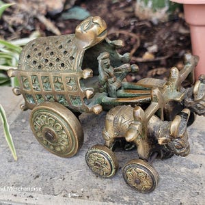Hand-Cast Dhokra Brass Bullock-Cart Sculpture