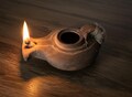 Unique Hand made Clay oil lamp from Jerusalem the Holy Land product logo