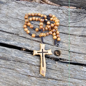 Hand made rosary 8mm beads 7cm cross from Jerusalem
