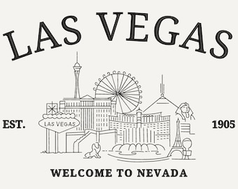 Las Vegas Embroidery Design, Location City Embroidery File, Nevada Las Vegas, Trendy City Design, Vintage Cities Embroidery File