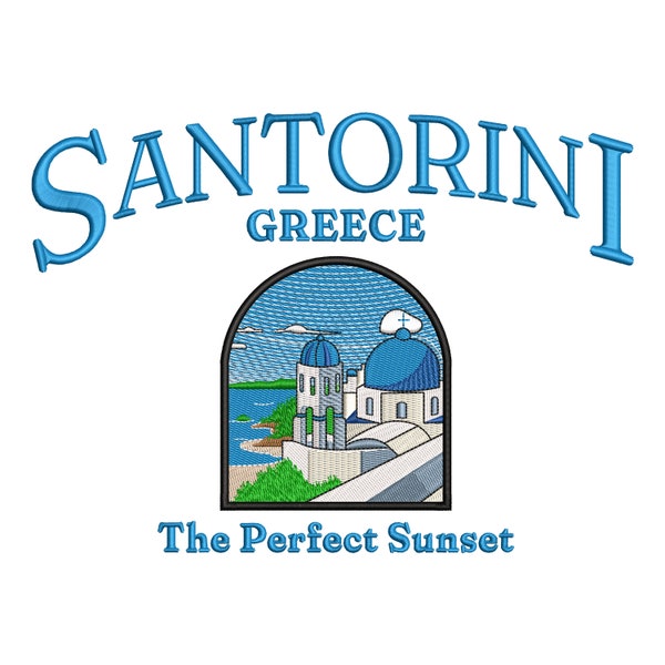 Santorini Greece machine embroidery design, Download City location file, Greece embroidery file, Pes, Dst, Jef, Hus, Sew, Exp, Xxx, Vp3, Dgt