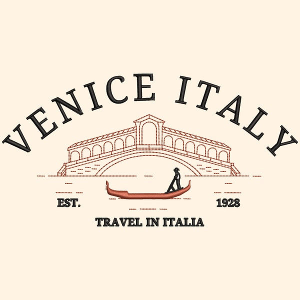 Venice Italy Embroidery Design, Machine Embroidery, Vintage Embroider Designs, City Location, Trendy File, Instant Digital Download Files