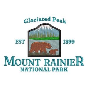 Mount Rainer national park embroidery file, Embroidery design, States embroidery, City crew file Pes, Dst, Jef, Hus, Sew, Exp, Xxx, Vp3, Dgt