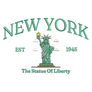 New York city embroidery file, Machine embroidery design, State city embroidery, Statue Liberty, Pes, Dst, Jef, Hus, Sew, Exp, Xxx, Vp3, Dgt