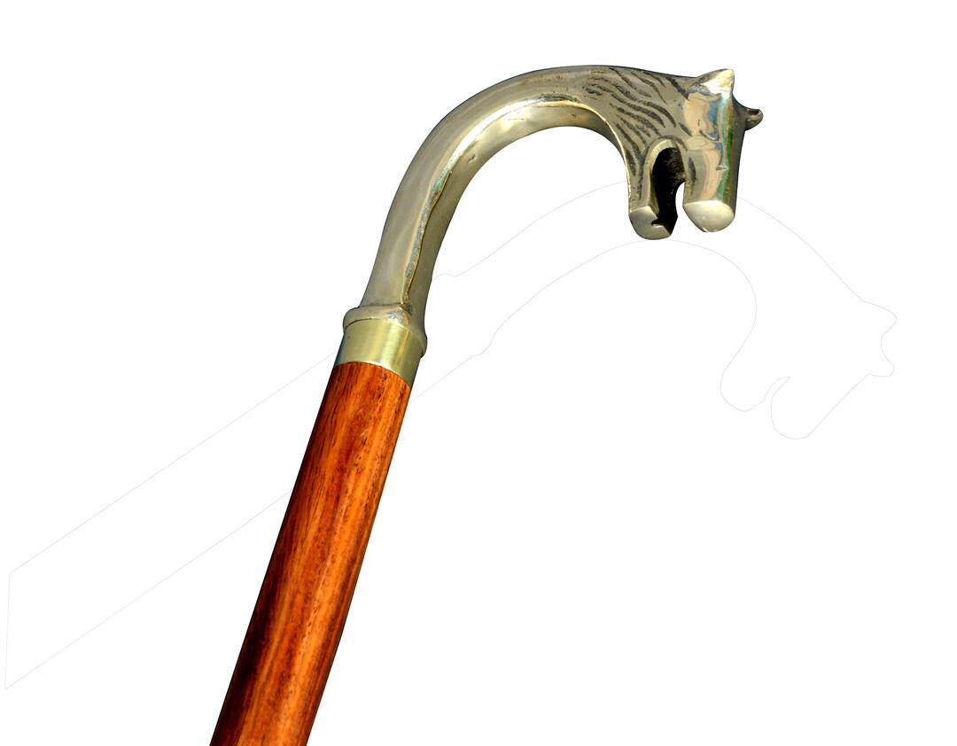 Brass Walking Stick Victorian Brass Head Handle Walking Stick Etsy