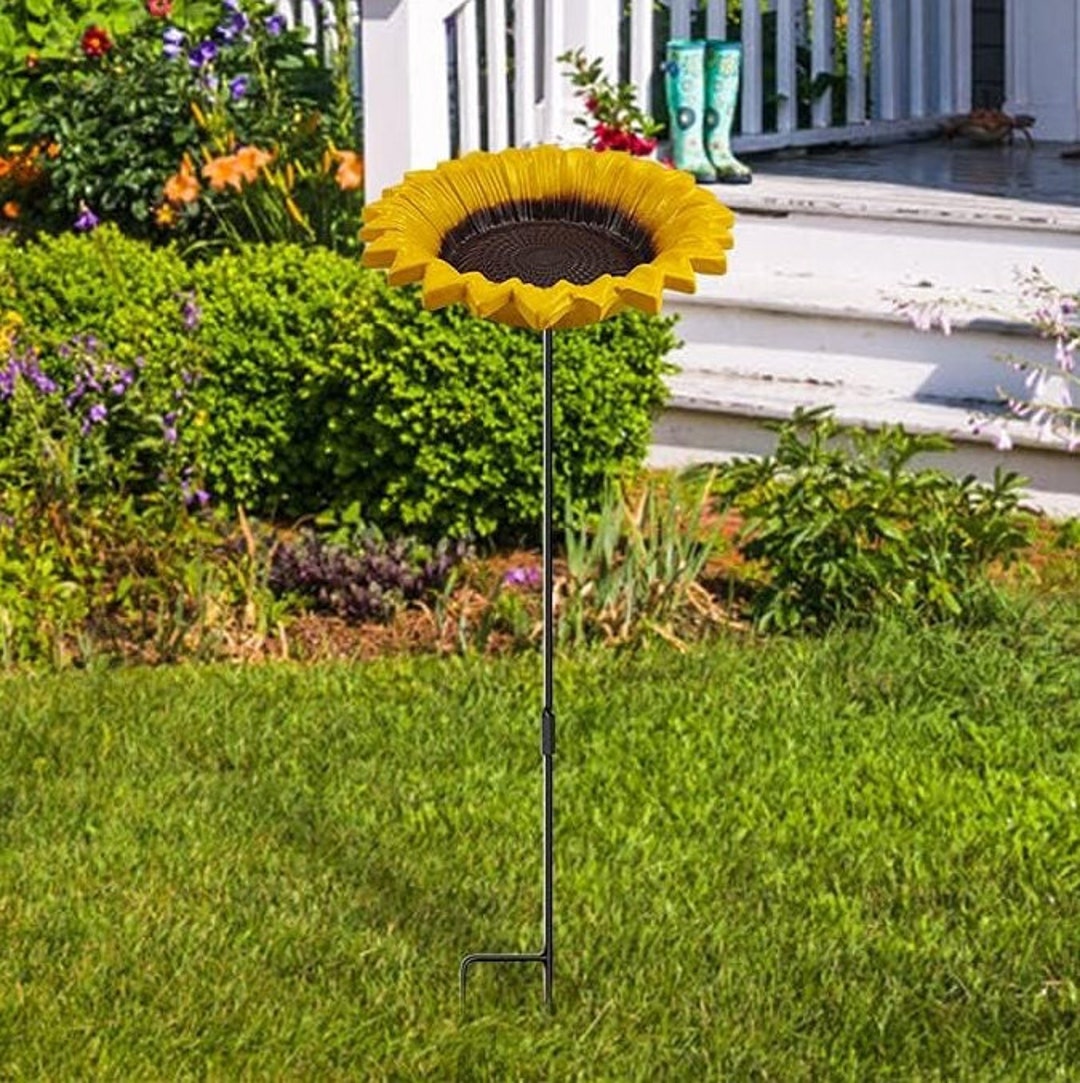 Metal Sunflower Bird Bath Bird Feeder Unique Bird Bath Etsy