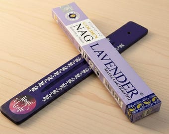 Lavender Incense Stick Set with Holder • Hand-rolled • Floral Scent for Relaxation & Meditation