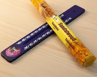 Sandalwood Incense Stick Set with Holder • Hand-rolled • Woody Scent for Meditation & Relaxation