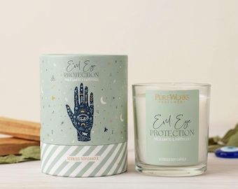 Scented Candle – Evil Eye Protection | Palo Santo and Patchouli | Protective Candle for Rituals and Meditation