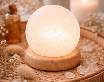 Mini Mood Salzlampe Kugel USB LED | Himalaya Salzkristall Nachtlicht | stimmungsvolle Deko | Feng Shui Licht | Schreibtischlampe