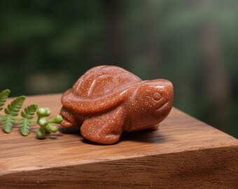 Goldstone Turtle Figurine 39 mm | Sparkling Gemstone Figurine | Small Goldstone Turtle | Decorative Animal Figurine | Collector's Stone