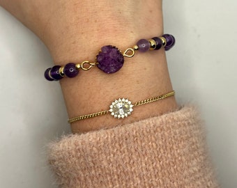 Gemstone bracelet amethyst with cluster