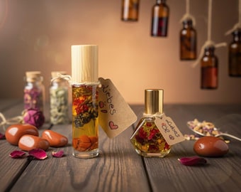 Aphrodite Love Oil Roll-On | Sensual Aroma & Ritual Oil with Rose, Ylang Ylang and Vanilla 5 ml and 10 ml Crystal Infusion