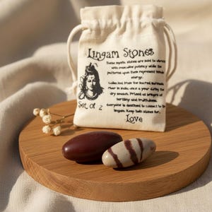 Shiva Lingam Steine Set Baumwollbeutel energetischer Heilstein Balance Kraft Fruchtbarkeit