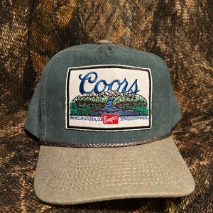 Coors Banquet Landscape Retro Vintage Moss Green gorra SnapBack con ala de cuerda lavada a la piedra