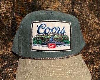 Coors Banquet Landscape Retro Vintage Moss Green stone washed rope-brim SnapBack hat